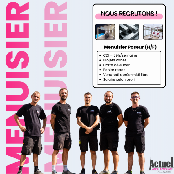 Recrute menuisier poseur expérimenté (H/F)